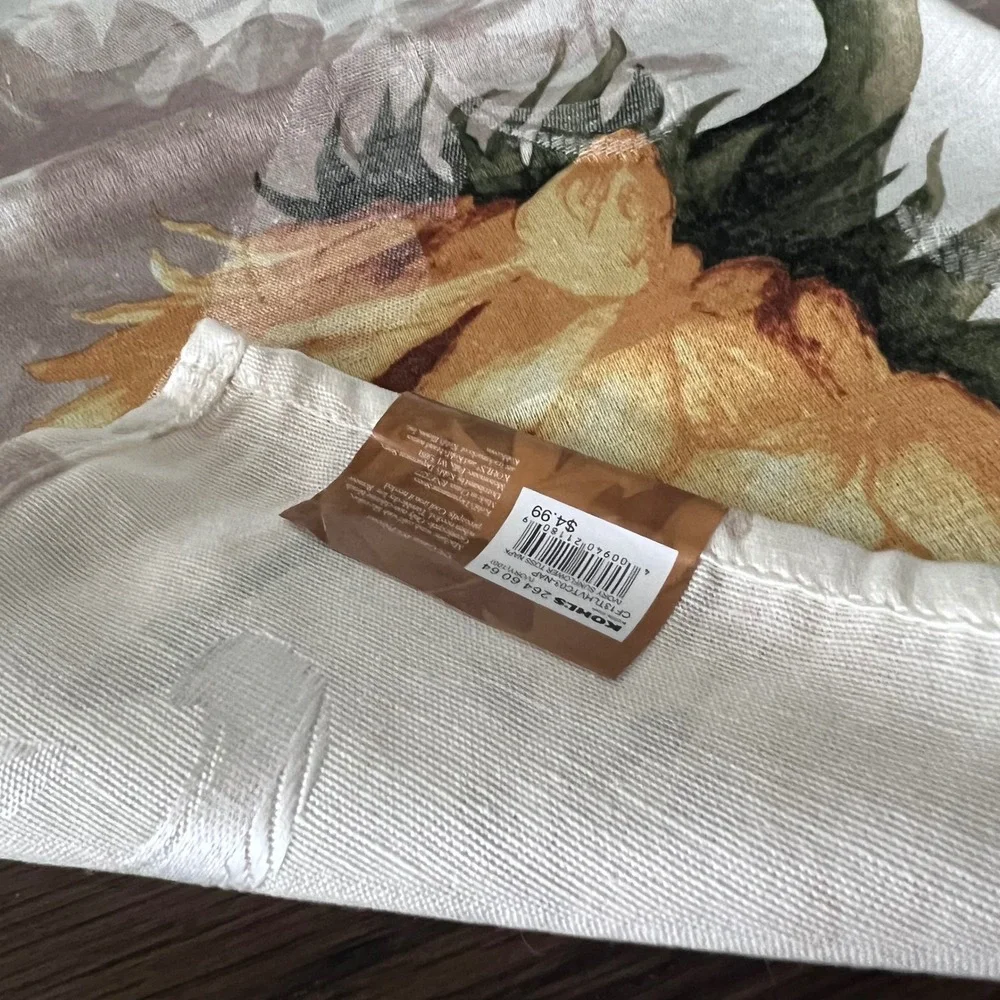 Harvest Season Golden Flowers Napkins Set 5 Cotton Blend Table‎ Linens Vintage